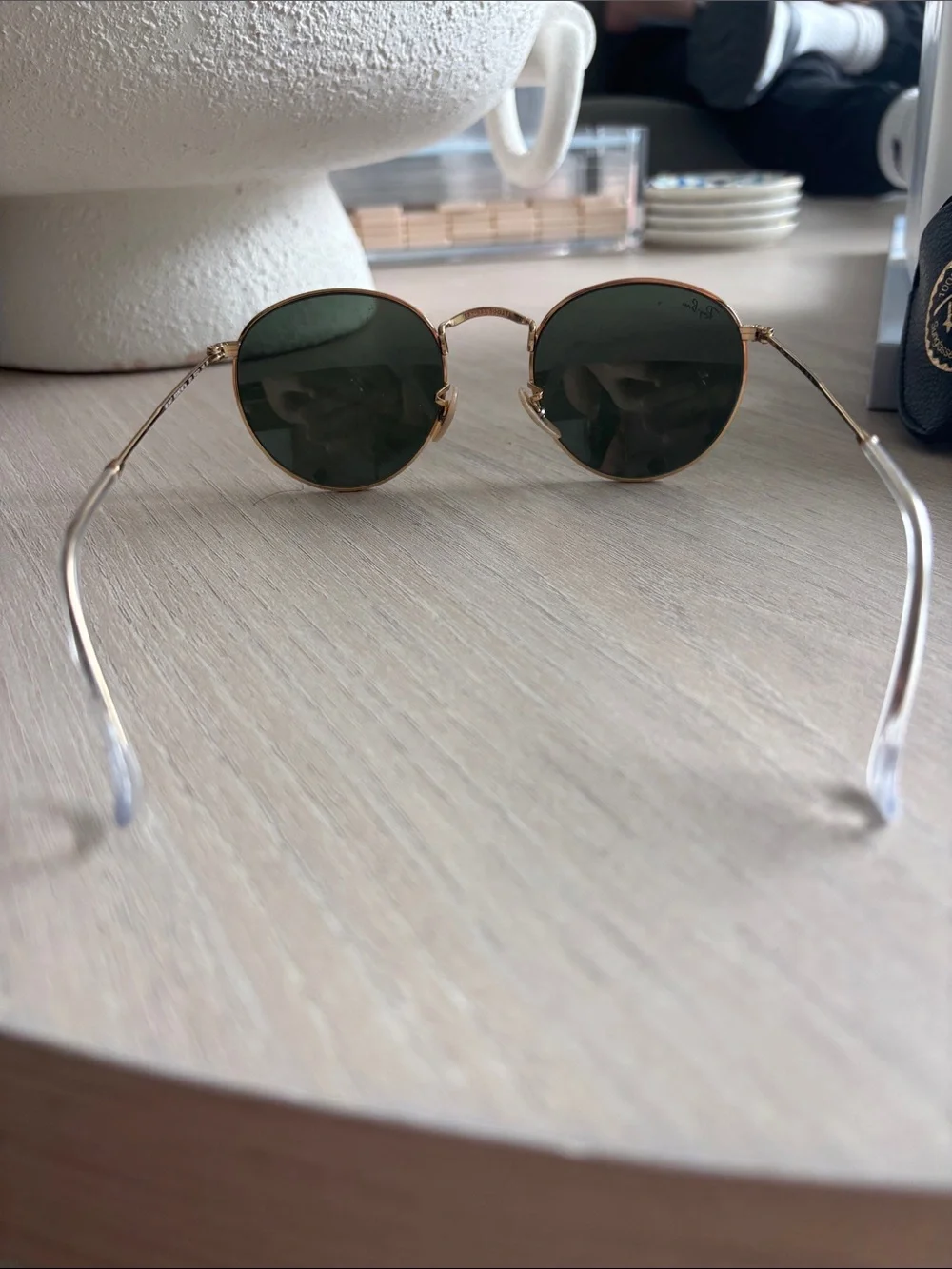Ray-Ban Round Metal Sunglasses - Gold Frame with Dark Green Lenses